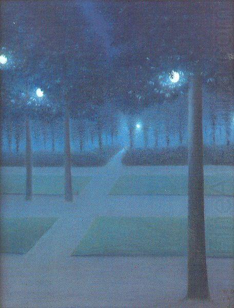 Nuncques, William Degouve de Nocturne in the Parc Royal, Brussels oil painting picture
